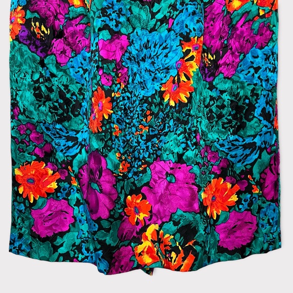 Adrianna Papell Skirt Set Size 12 Silk Floral Business Suit Vintage 80s 90s - Picture 10 of 13